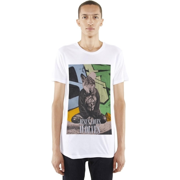 NWT Eleven Paris Life Is A Joke Jesus Loves Wolves Graffiti Graphic T-Shirt S - Picture 1 of 9
